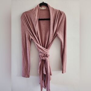 Listicle tie front cardigan - rose